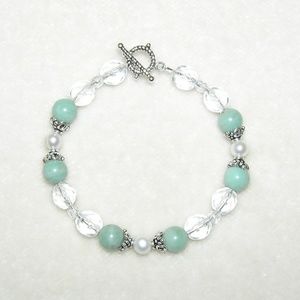 Jade, Pearl & Crystal Sterling Bracelet